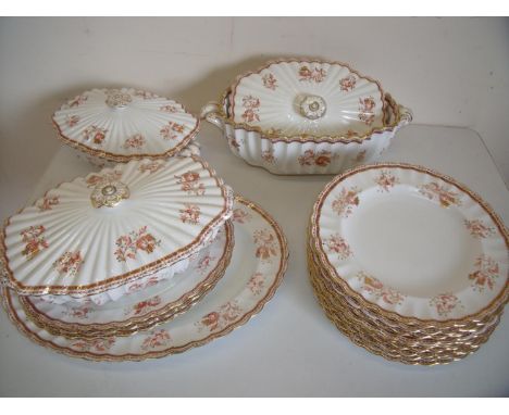 Large part Spode, 100 Oxford street London, Osler dinner service with gilt floral detail comprising of various assorted plate