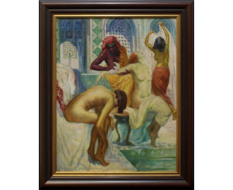 Kienmayer, Franz (Wien 1886 - 1963 Baden-Baden), Orientalische Haremsszene, Odaliske mit dunkelhäutiger Dienerin und zwei wei