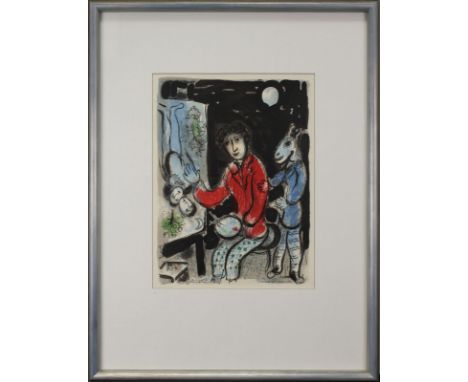 Chagall, Marc (Ljosna 1887 - 1985 Saint-Paul-de-Vence), Selbst als junger Maler, Farblithographie von 1978 zur Ausstellung "L