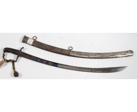 A 1796 pattern Light Cavalry Troopers sword by J J Runkel. Solingen: the curved single edged blade with blued and gilt decora