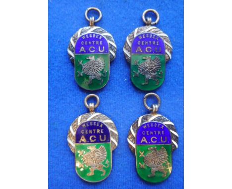 Four silver and enamel ACU Wessex centre medals: awarded to H.M. Hicks, League Trial, 1925,1925,1928 and 1929, (4)