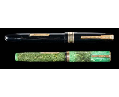 A Waterman Lady Patricia 'Jade' fountain pen with No.2 Idel gold nib: together with a black Waterman's W5 fountain pen with W