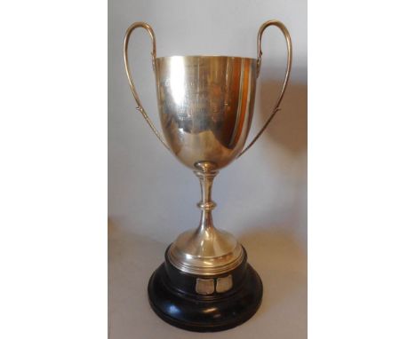 A George V silver twin handled trophy cup: maker Barnett Henry Abrahams, Birmingham, 1921: inscribed, Bristol Sports Club Mot