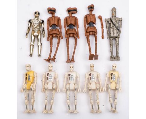 A group of Vintage Star Wars droid figures: comprising three 'EV-9D9', one 'IG-88', one 'Death Star Droid' and  five '8D8' fi