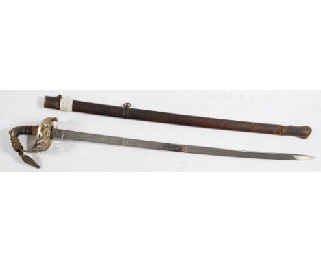 A Victorian 1857 pattern Royal Engineers Officers sword by Henry Wilkinson, London,: the straight single edge blade with acid