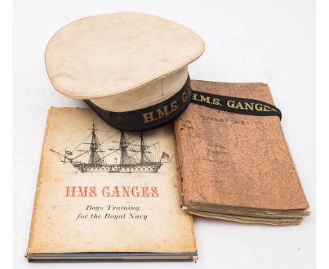 Two early WWII period W/T Operator's Log books for HMS Ganges: mostly with lecture notes and diagrams, together with a seaman
