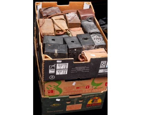 A collection of various vintage cameras including: Box Brownies, Vest Pocket cameras and others together with miscellaneous a