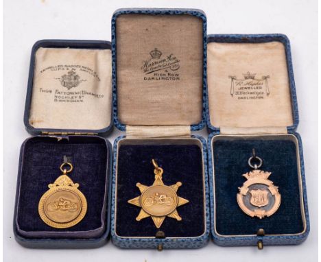 Two 9ct gold and a silver Motorcycle medals - Pawson Cup 1930 to LDW by Frattorini (cased), Barker Cup 1929 to LD Williamson 