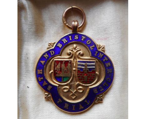 A 9ct gold and enamel medal for Bath & Bristol Inter-Club Trial: awarded to H Hicks, 1925, 11gms.
