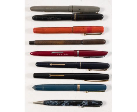 A group of eight vintage fountain pens: including three Swan Self-filler pens, a Blackbird self filling pen and four various 