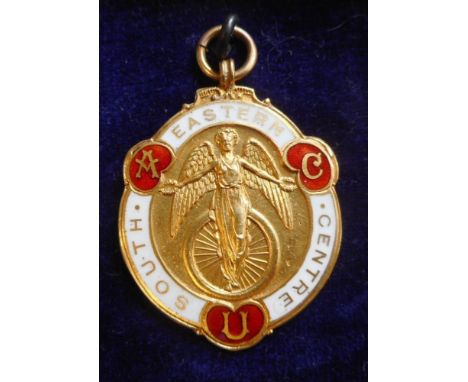 A 9ct gold and enamel medal for A.C.U. South Eastern Centre awarded to H, M, Hicks, The Southern Trial 1927, 11.93gms.