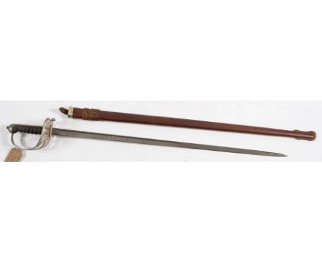 A George V 1895 pattern 7th Gurkha Rifles Officers sword by Henry Wilkinson , London: the straight single edged blade with ac