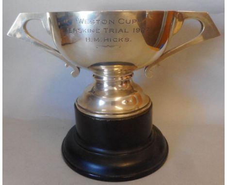 A large George V silver two handled trophy cup, maker Herbert Bushell &amp; Co Ltd, Birmingham, 1913: inscribed "Weston Cup" 