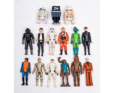 A group of vintage Star Wars figures.: including 'R2D2', C3PO' 'Greedo' and others