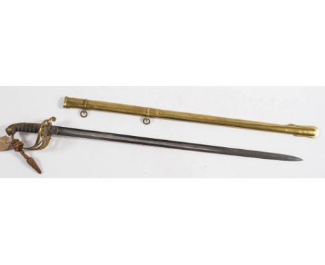 An 1822 pattern General and Staff Officers sword by Pillin, London,: the straight single edge blade with acid etched decorati