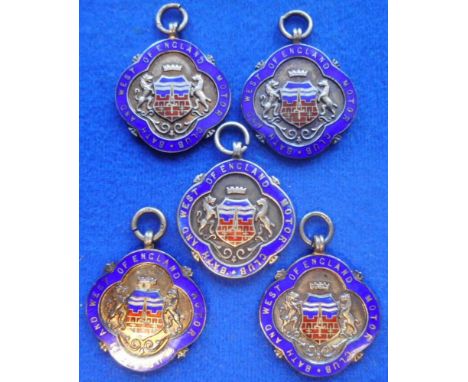 Five Bath &amp; West of England Motor Club silver and enamel medals to H Hicks: includes, 6 Hour Reliability Trial,1923; Walc