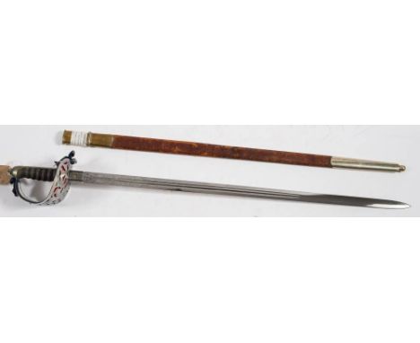 A Victorian 1856 pattern Highland Light Infantry Officers sword by Henry Wilkinson, London: the straight double edge blade wi