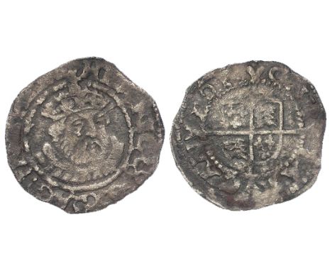 Edward VI, First Coinage with portrait of Henry VIII debased silver halfgroat of the Canterbury Mint, seems no mm. as Spink 2