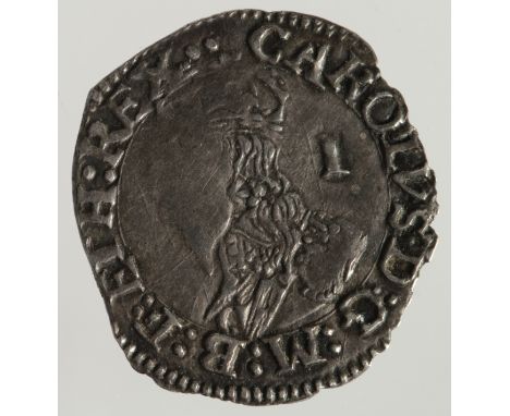 Charles I silver penny, Group D, fourth bust, type 3.3-4, inner circles, no CR, mm. two pellets, Spink 2846, flat on face, re