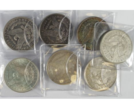 USA Morgan Silver Dollars (8) 1880-1921 various, mixed grade, high grade noted.