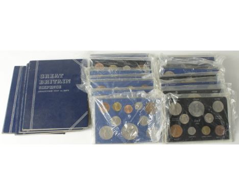 GB, collection of predecimal 'flat pack' year sets and 4x Whitman folders with contents, silver noted.