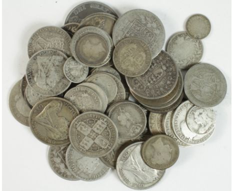 GB pre 1900 silver (approx 445g) mainly Victoria from circulation, includes Double Florin, Halfcrowns etc