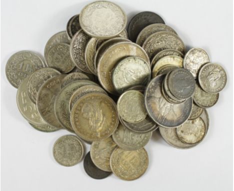 Switzerland Silver Coins (65) mostly 20thC, mixed grade.