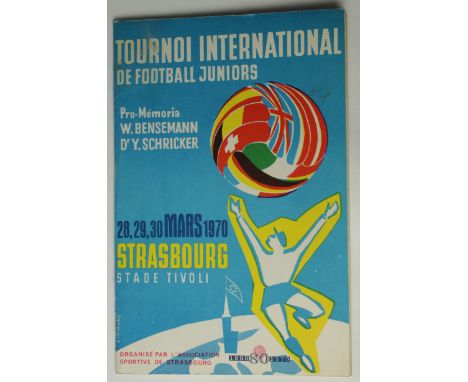 Football rare programme for International Youth Tournament played at Strasbourg 28/29/30 March 1970. 34 pages includes full d