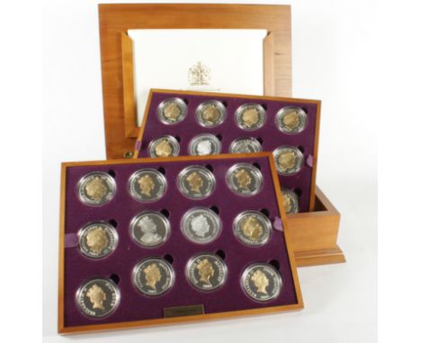 Queen Elizabeth II Golden Jubilee Collection 2002, the 24 coin set of Silver Proof Crown sized issues from various British Co