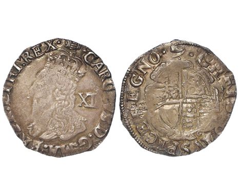 Charles I silver shilling, Tower Mint under the King 1625-1642, mm. Tun 1636-1638, Group D type 3a no inner circles, rare bus