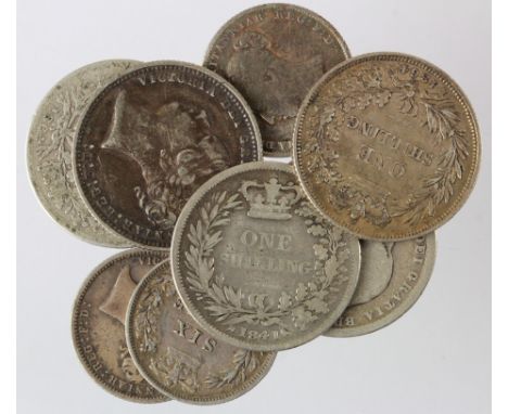 GB Silver (8) Victorian Young hd. Shillings & Sixpences, Fair to VF