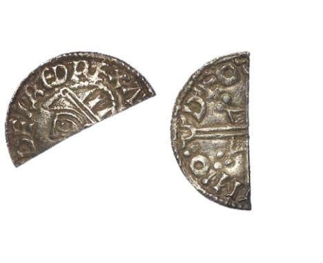 Aethelred II silver cut-halfpenny, Helmet Type, Spink 1152, reverse reads:- ]M'O:DEO, Thetford Mint, found near Newmarket, 20