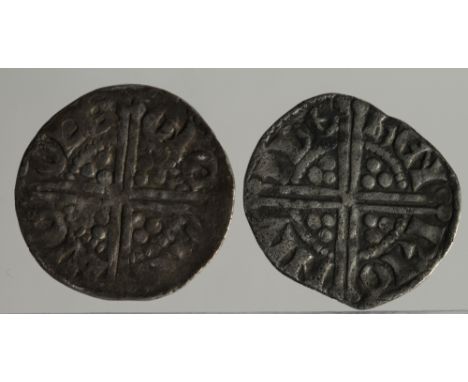 Henry III Short Cross silver penny, with no sceptre, NICOLE ON CANT, with a ditto but with sceptre, hENRI ON LVNDE, both VF [
