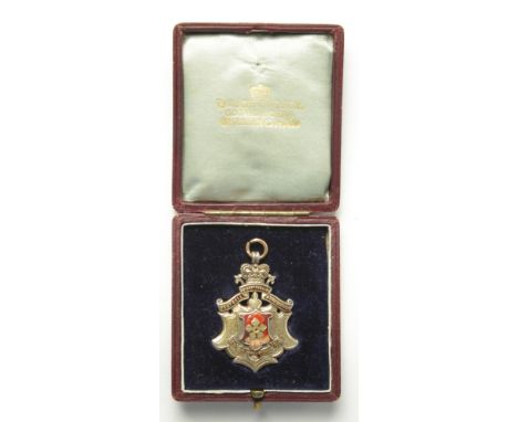 Football Medal in original box - Gold embossed Leicestershire Football Association 1902/03 engraved on front 1902/1903 Senior