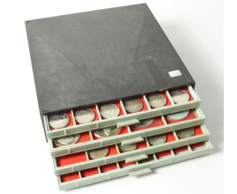 Germany, collection of coins in an Embit 4-tray plastic unit (trays slightly warped), mostly 20thC including much silver.