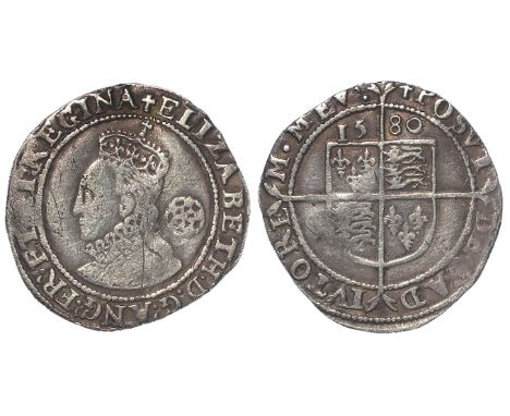 Elizabeth I silver sixpence, Fifth Issue 1578-1582, mm. Latin Cross 1580-1581 and dated 1580, Spink 2572, full and well centr