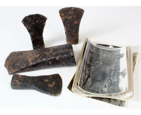 Celtic iron age socket axe heads four of various sizes.