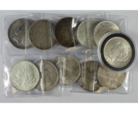 USA Peace Silver Dollars (11) 1922-1925 various, VF to UNC