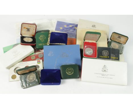 World Commemorative coins and sets, a box of, 1960s-1980s including silver.
