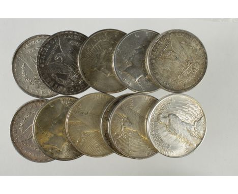 USA Silver Dollars (11) Morgan x 4 &amp; Peace x 7. Mixed grades VF - EF