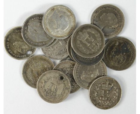 GB Silver Threehalfpences (16) mixed grade, noted: 1834 VF, 1839 VF, 1843 nEF, etc.