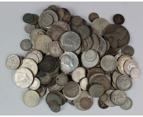 World silver coins (approx 900g). mixed Countries, grades etc