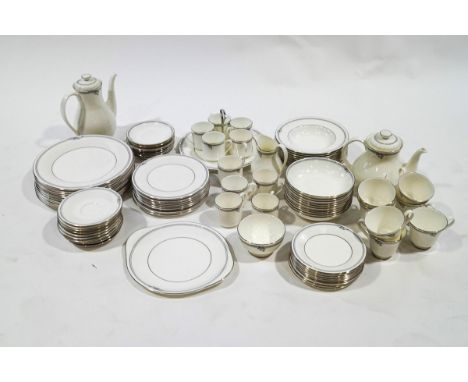 A Royal Doulton Andante pattern part dinner and tea service, mostly ten place settings