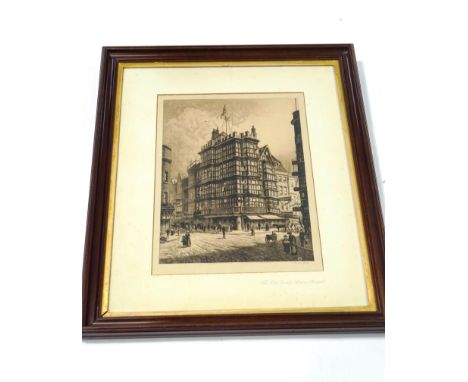 A large mahogany framed etching of 'The Old Dutch House Bristol' after Charles Bird (1856-1916) signed in pencil lower right.