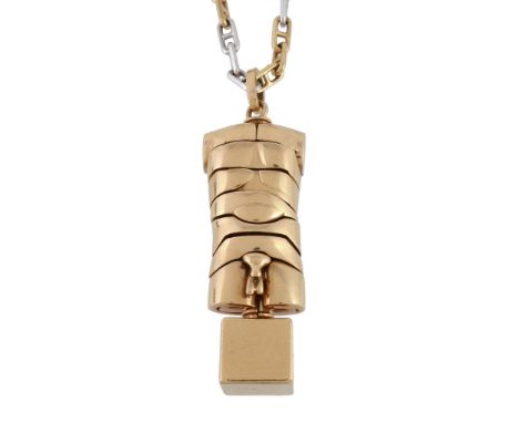  A Micro David erotic puzzle sculpture pendant by Miguel Berrocal, no.52/5000, modelled as a man's torso composed of connecti
