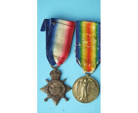 A WWI pair awarded to 1728 Sgt E Badcock Devon R: 1914-15 Star and Victory Medals.