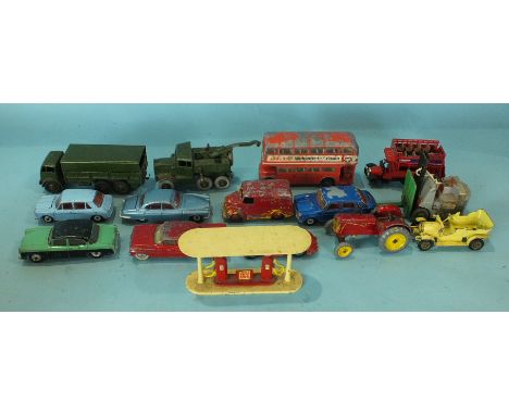 A quantity of playworn diecasts, mainly Dinky Toys, including 622 10-ton Army Truck, 165 Humber Hawk, 140 Morris 1100.