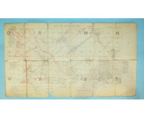 A WWI trench map, Area of Martinpuich, Edn B, part of sheet 57DS.E. &amp; 57CS.W. scale 1:20,000, trenches corrected to 24-7.