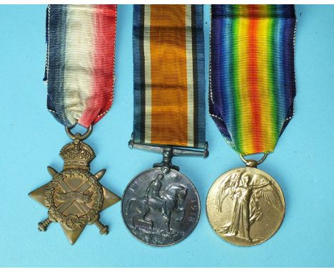 A WWI trio awarded to 2071 Pte A C Prowse 21 London R: 1914-15 Star, British War and Victory Medals.