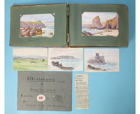An album of 51 postcards by William Edward Croxford, including three original watercolour postcards sent to his daughter Miss